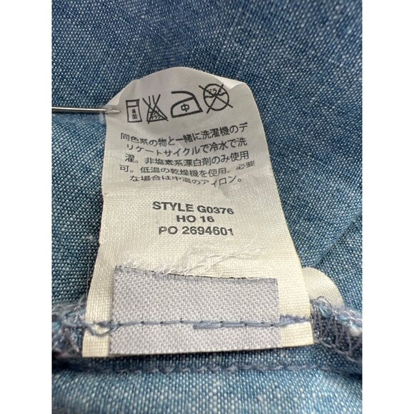 J Crew Chambray Dress Size 12 Ruffle Short Sleeve Tie Waist Blue Cotton Modern - Picture 9 of 11